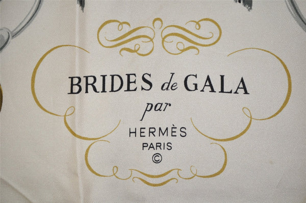 Authentic HERMES Carre 90 Scarf "BRIDES de GALA par" Silk Light Blue 8328J