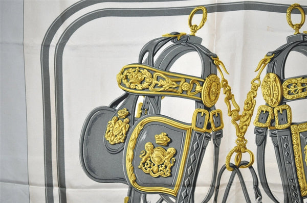 Authentic HERMES Carre 90 Scarf "BRIDES de GALA par" Silk Light Blue 8328J