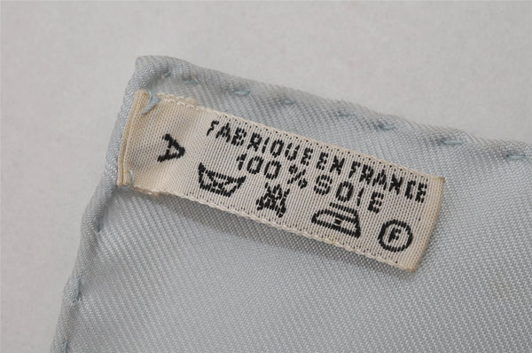 Authentic HERMES Carre 90 Scarf "BRIDES de GALA par" Silk Light Blue 8328J
