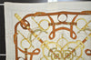 Authentic HERMES Carre 90 Scarf "Eperon d' or" Silk White 8329J