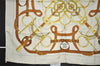 Authentic HERMES Carre 90 Scarf "Eperon d' or" Silk White 8329J