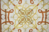 Authentic HERMES Carre 90 Scarf "Eperon d' or" Silk White 8329J