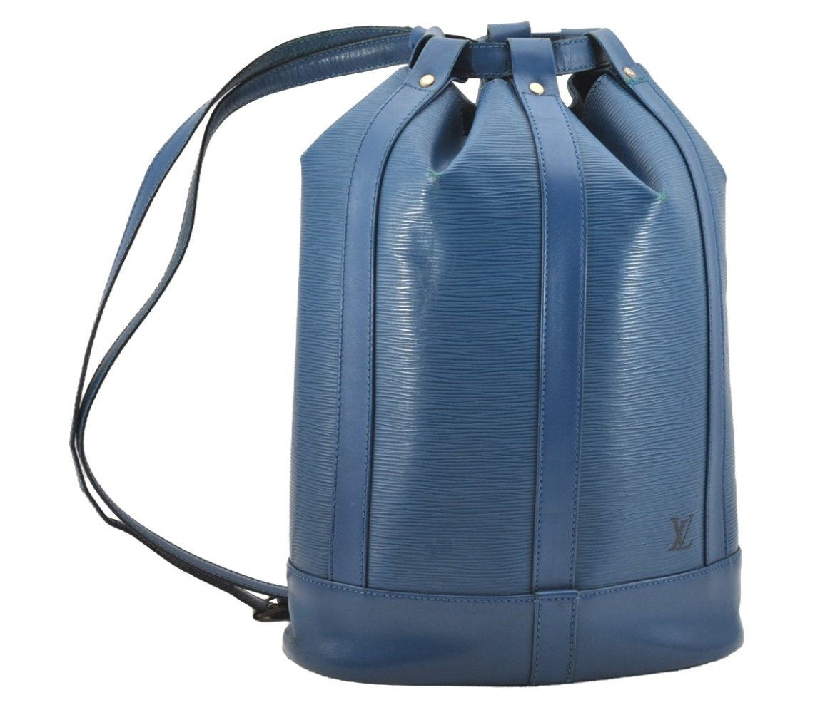 Authentic Louis Vuitton Epi Randonnee PM Shoulder Bag Blue M52355 LV 8331I