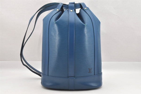 Authentic Louis Vuitton Epi Randonnee PM Shoulder Bag Blue M52355 LV 8331I