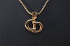 Authentic Christian Dior Gold Tone Chain Pendant Necklace CD 8331J