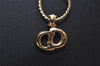 Authentic Christian Dior Gold Tone Chain Pendant Necklace CD 8331J