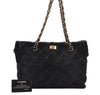 Auth CHANEL Unborn Calf Leather Bicolore Chain Shoulder Tote Bag Black CC 8332I