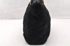 Auth CHANEL Unborn Calf Leather Bicolore Chain Shoulder Tote Bag Black CC 8332I