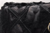 Auth CHANEL Unborn Calf Leather Bicolore Chain Shoulder Tote Bag Black CC 8332I