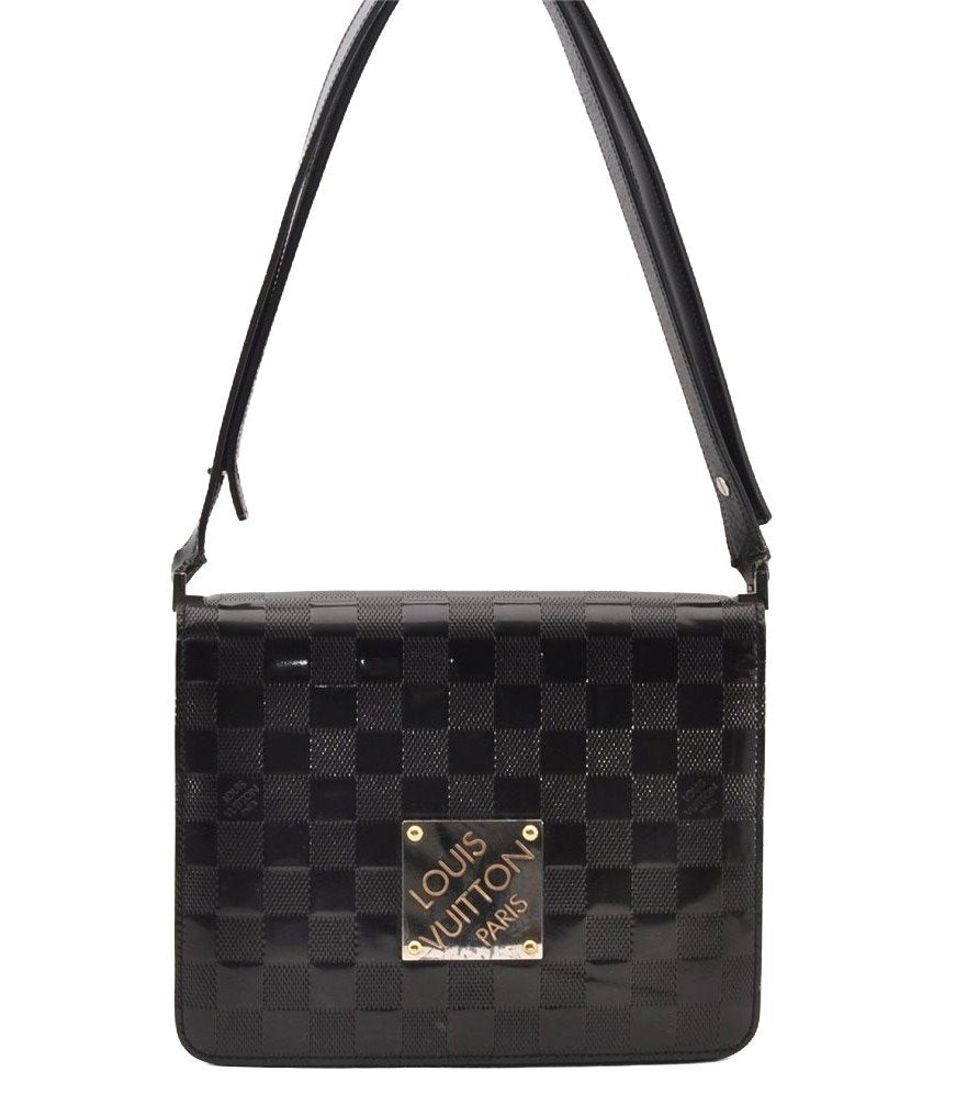 Authentic Louis Vuitton Damier Vernis Cabaret Shoulder Bag Black M92124 LV 8333I