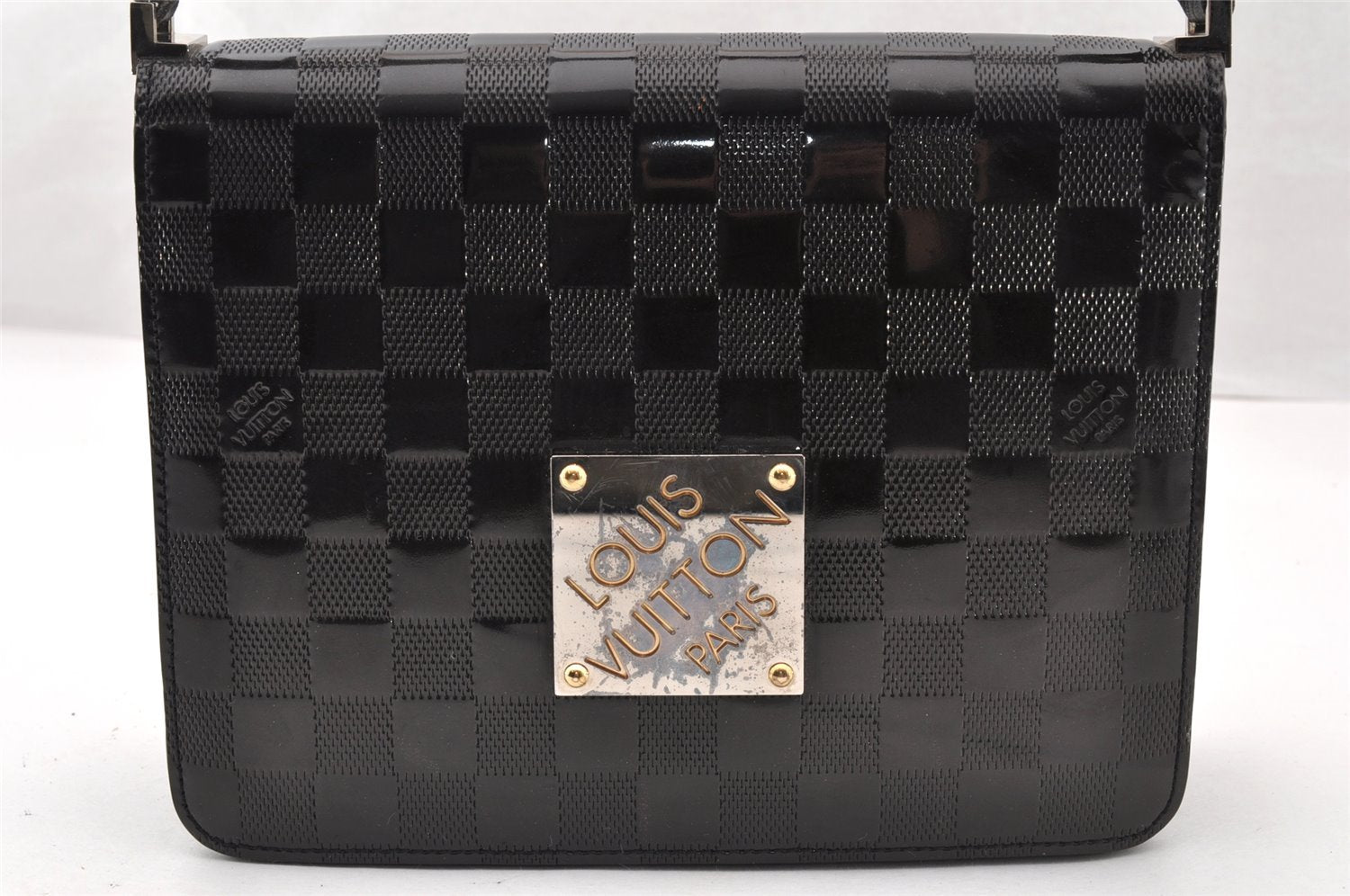 Authentic Louis Vuitton Damier Vernis Cabaret Shoulder Bag Black M92124 LV 8333I