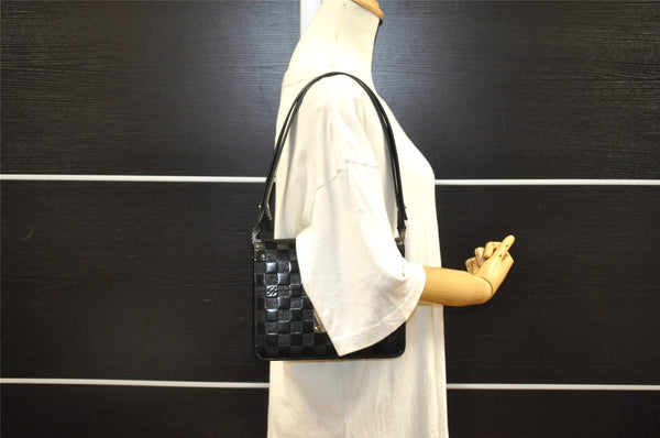 Authentic Louis Vuitton Damier Vernis Cabaret Shoulder Bag Black M92124 LV 8333I