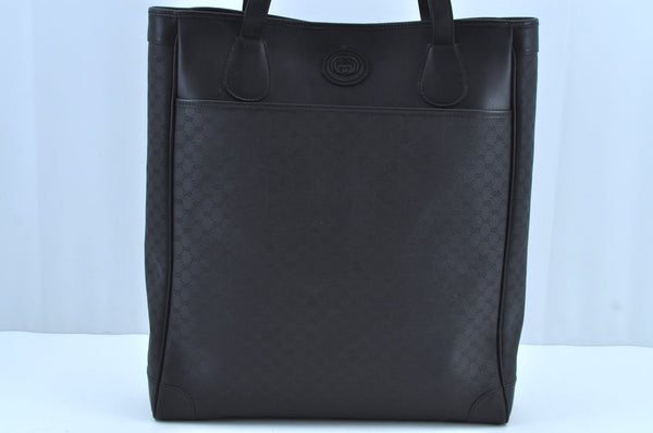 Authentic GUCCI Vintage Micro GG PVC Leather Shoulder Tote Bag Black 8334H