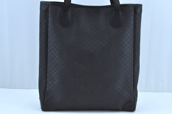 Authentic GUCCI Vintage Micro GG PVC Leather Shoulder Tote Bag Black 8334H