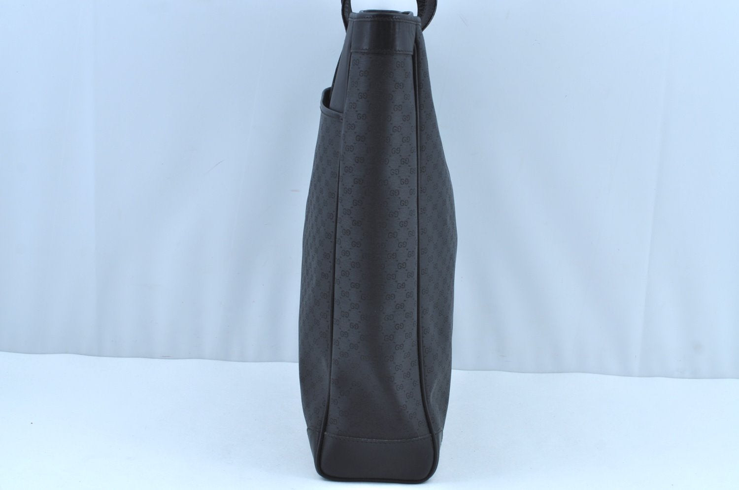 Authentic GUCCI Vintage Micro GG PVC Leather Shoulder Tote Bag Black 8334H