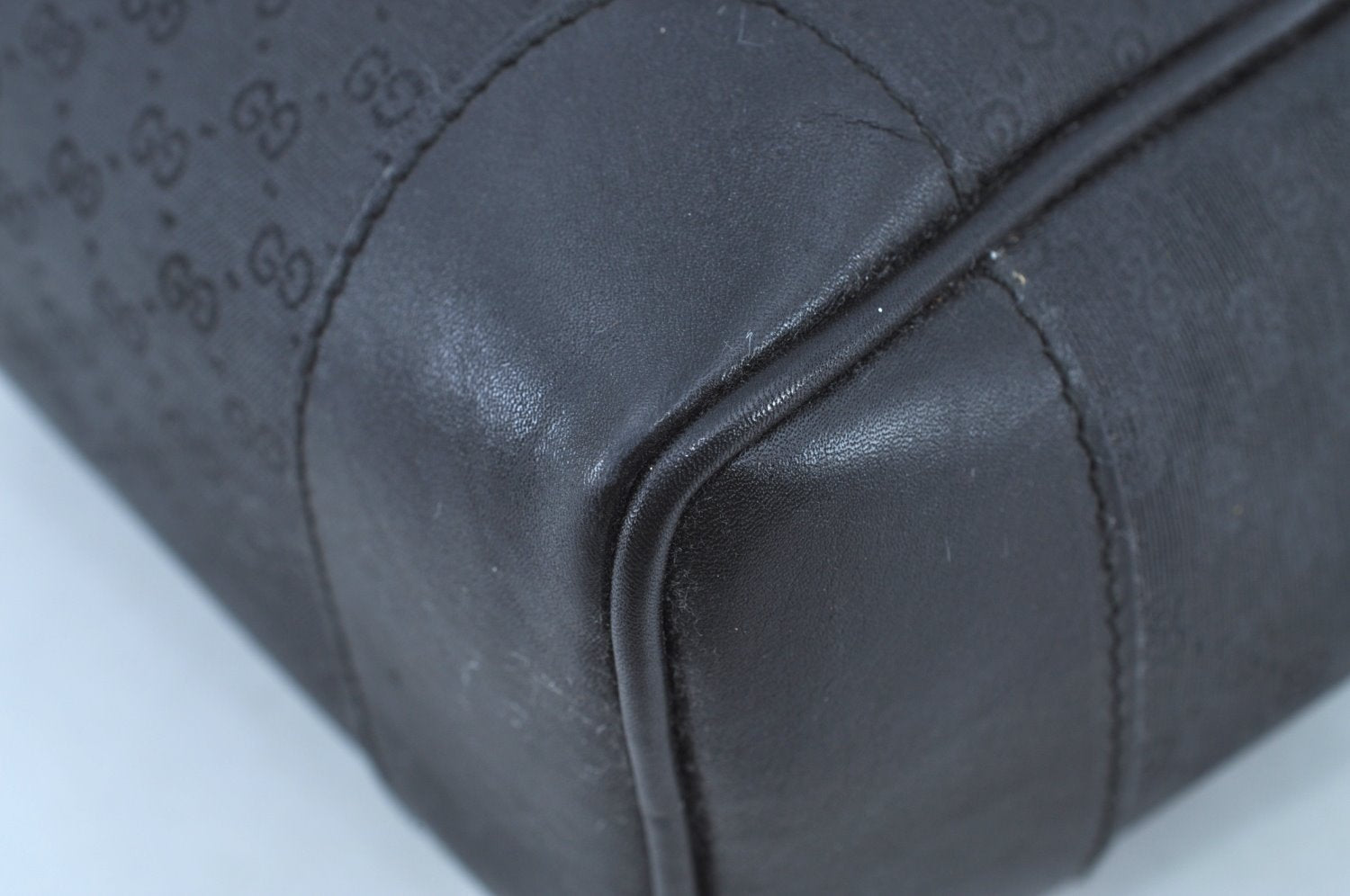 Authentic GUCCI Vintage Micro GG PVC Leather Shoulder Tote Bag Black 8334H