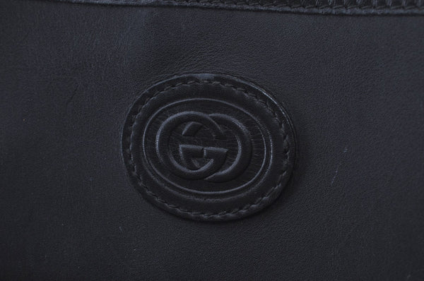 Authentic GUCCI Vintage Micro GG PVC Leather Shoulder Tote Bag Black 8334H