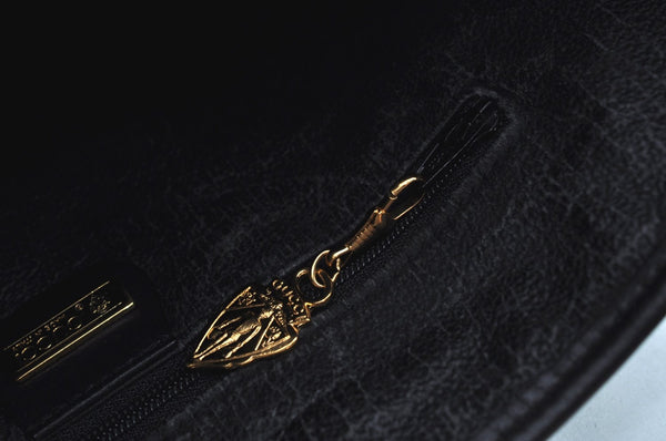 Authentic GUCCI Vintage Micro GG PVC Leather Shoulder Tote Bag Black 8334H