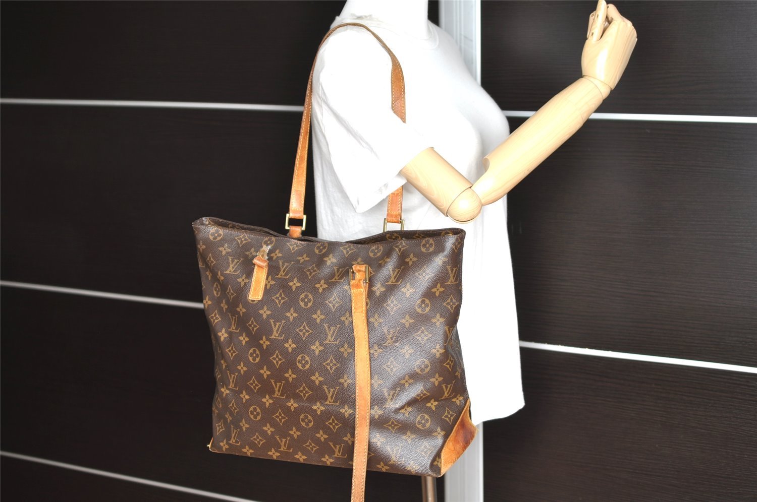 Authentic Louis Vuitton Monogram Cabas Mezzo Shoulder Tote Bag M51151 Junk 8334I