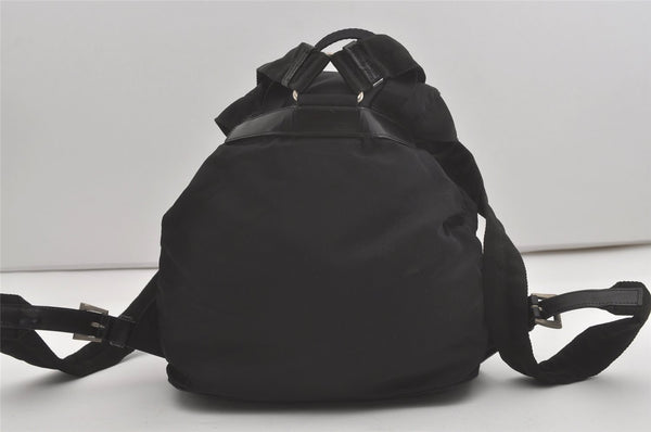 Authentic PRADA Vintage Nylon Tessuto Leather Backpack Purse Black 8336I