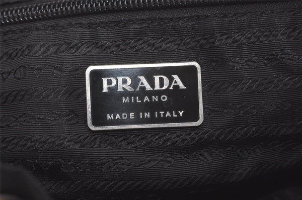 Authentic PRADA Vintage Nylon Tessuto Leather Backpack Purse Black 8336I