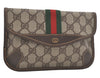 Authentic GUCCI Web Sherry Line Clutch Hand Bag Purse GG PVC Leather Brown 8339I