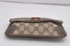 Authentic GUCCI Web Sherry Line Clutch Hand Bag Purse GG PVC Leather Brown 8339I
