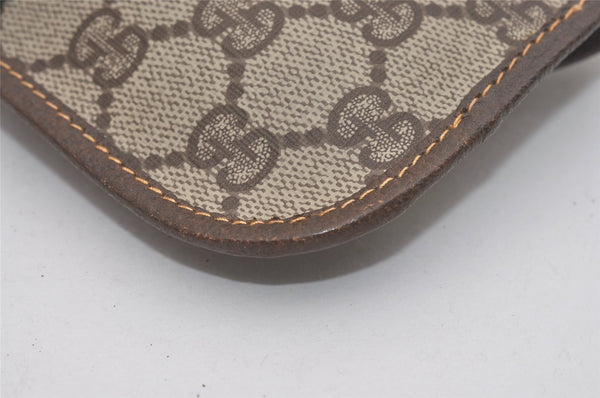 Authentic GUCCI Web Sherry Line Clutch Hand Bag Purse GG PVC Leather Brown 8339I