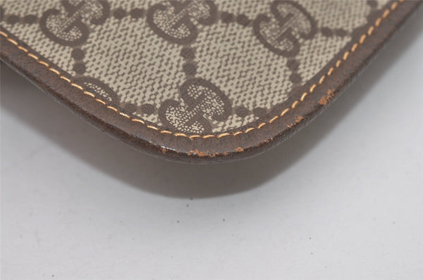 Authentic GUCCI Web Sherry Line Clutch Hand Bag Purse GG PVC Leather Brown 8339I