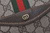 Authentic GUCCI Web Sherry Line Clutch Hand Bag Purse GG PVC Leather Brown 8339I