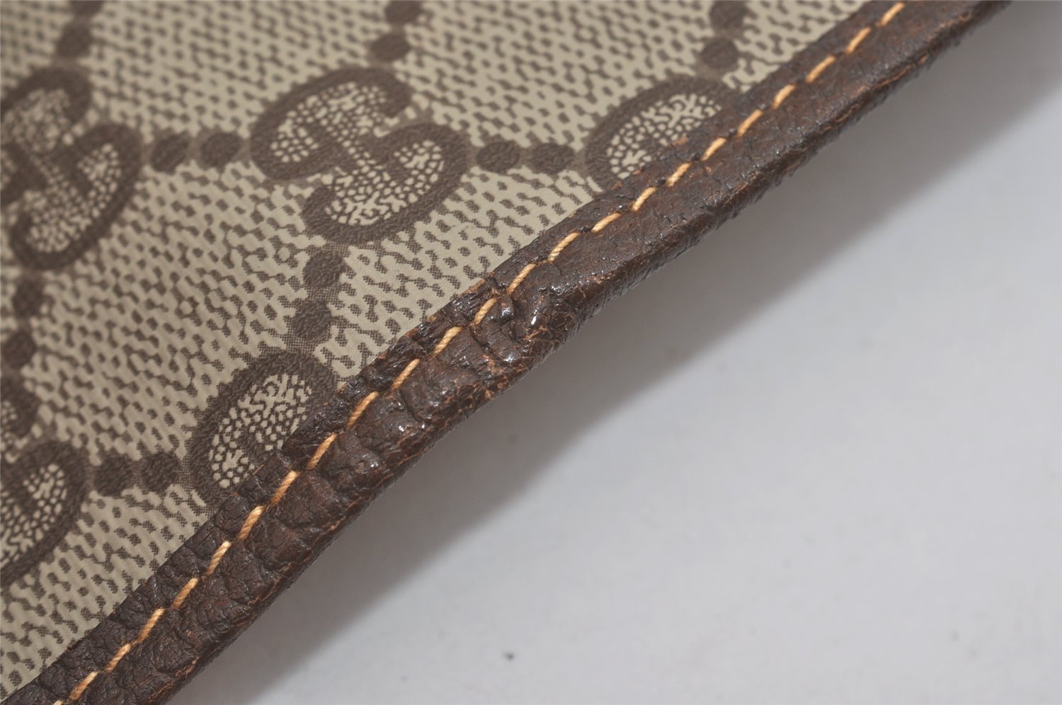 Authentic GUCCI Web Sherry Line Clutch Hand Bag Purse GG PVC Leather Brown 8339I