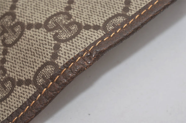 Authentic GUCCI Web Sherry Line Clutch Hand Bag Purse GG PVC Leather Brown 8339I