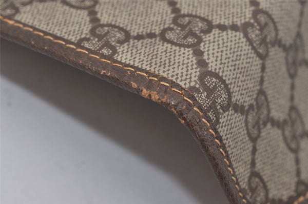 Authentic GUCCI Web Sherry Line Clutch Hand Bag Purse GG PVC Leather Brown 8339I