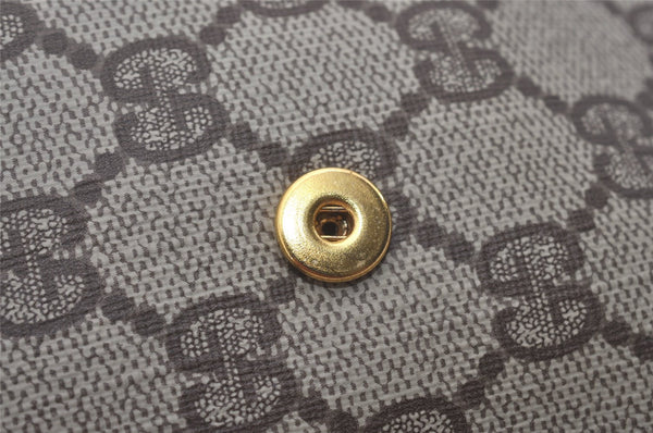 Authentic GUCCI Web Sherry Line Clutch Hand Bag Purse GG PVC Leather Brown 8339I