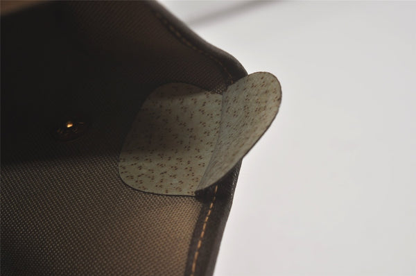 Authentic GUCCI Web Sherry Line Clutch Hand Bag Purse GG PVC Leather Brown 8339I