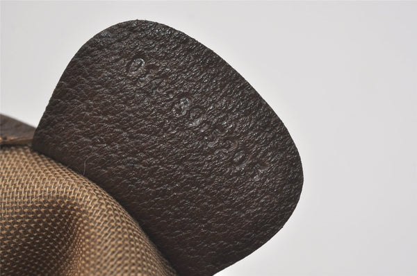 Authentic GUCCI Web Sherry Line Clutch Hand Bag Purse GG PVC Leather Brown 8339I