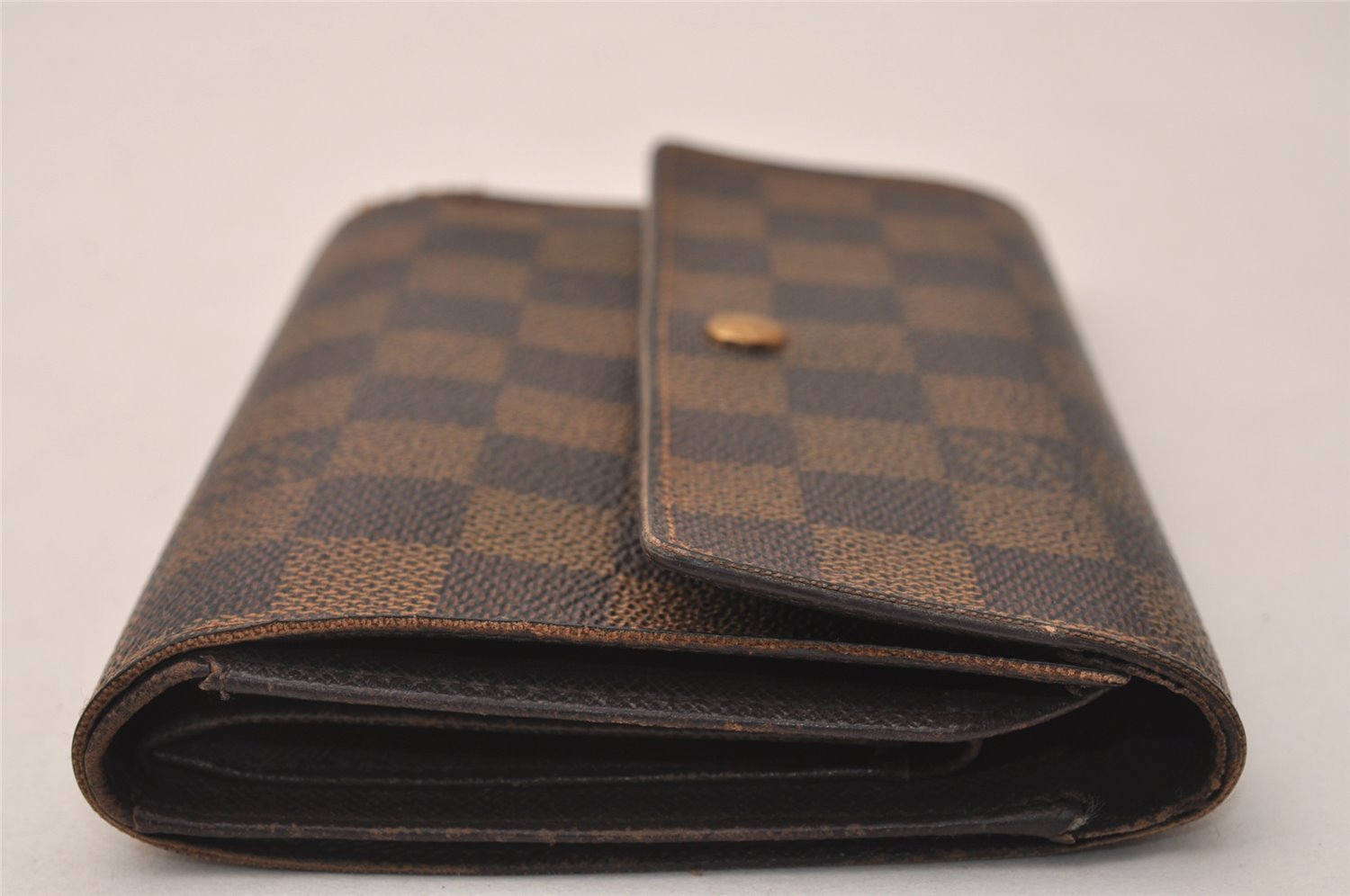 Authentic Louis Vuitton Damier Porte Tresor Etui Papier Wallet N61202 Junk 8339J