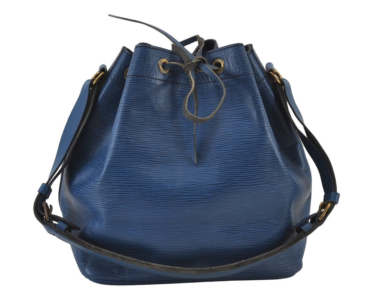 Authentic Louis Vuitton Epi Petit Noe Shoulder Drawstring Bag M44105 Blue 8340J