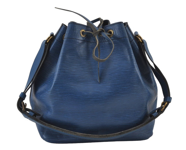 Authentic Louis Vuitton Epi Petit Noe Shoulder Drawstring Bag M44105 Blue 8340J