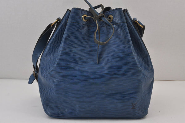 Authentic Louis Vuitton Epi Petit Noe Shoulder Drawstring Bag M44105 Blue 8340J