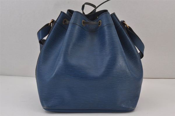 Authentic Louis Vuitton Epi Petit Noe Shoulder Drawstring Bag M44105 Blue 8340J