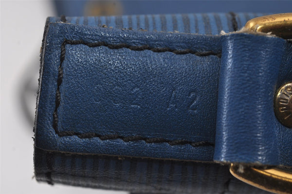 Authentic Louis Vuitton Epi Petit Noe Shoulder Drawstring Bag M44105 Blue 8340J