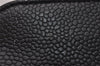 Authentic CHANEL Caviar Skin CC Logo Cosmetic Pouch Purse Black Junk 8341I