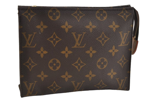 Authentic Louis Vuitton Monogram Poche Toilette 19 M47544 Cosmetics Pouch 8342I
