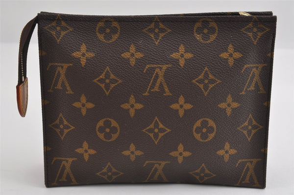 Authentic Louis Vuitton Monogram Poche Toilette 19 M47544 Cosmetics Pouch 8342I