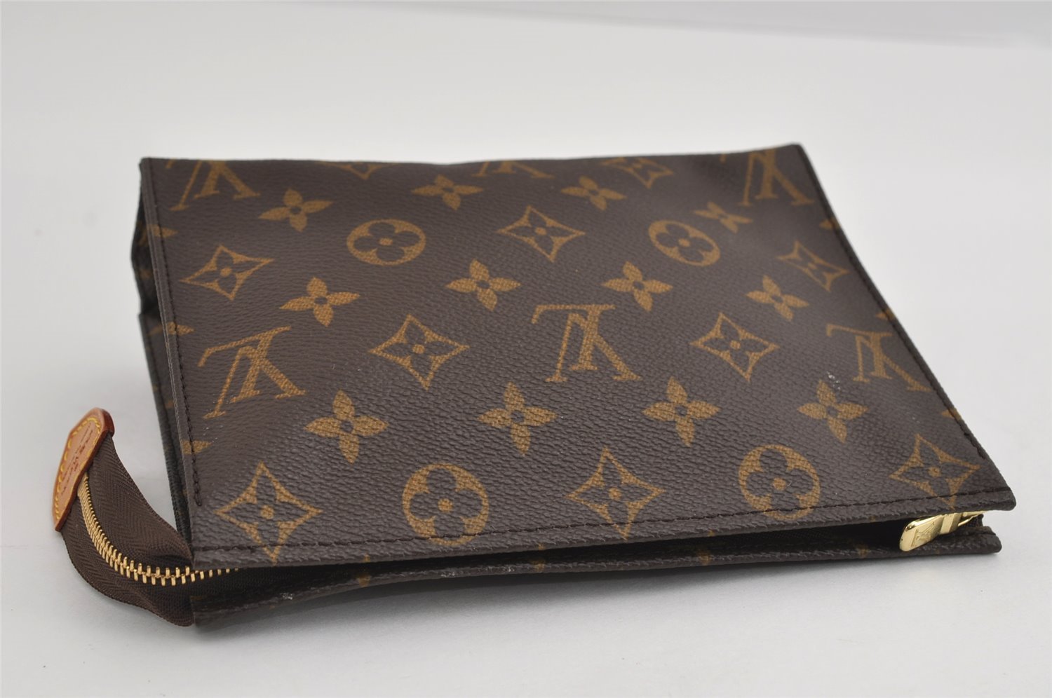 Authentic Louis Vuitton Monogram Poche Toilette 19 M47544 Cosmetics Pouch 8342I