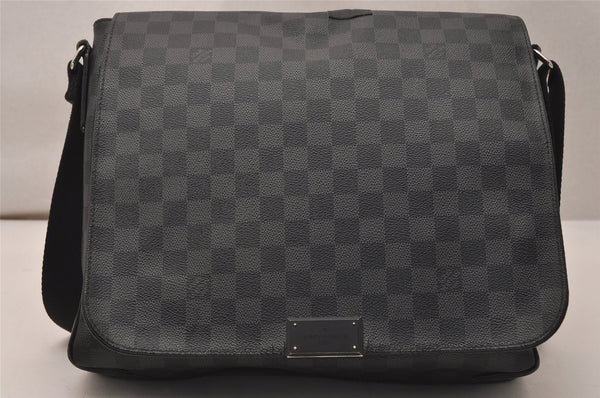 Authentic Louis Vuitton Damier Graphite District MM N41272 Shoulder Bag 8342J