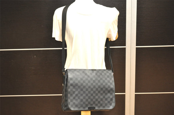 Authentic Louis Vuitton Damier Graphite District MM N41272 Shoulder Bag 8342J
