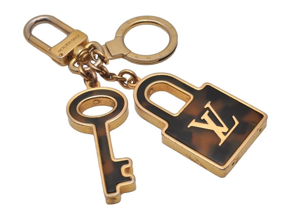 Auth Louis Vuitton Porte Cles Confidence Charm Key Ring Gold M65088 LV 8343I