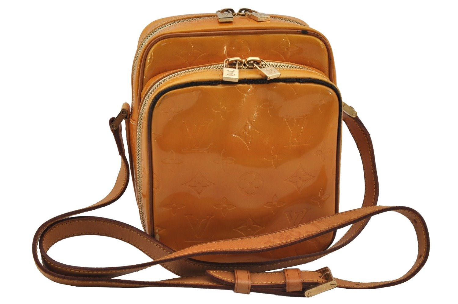 Auth Louis Vuitton Vernis Wooster Shoulder Cross Body Bag Yellow M91075 LV 8343J